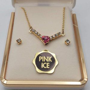 Marquis Collection Pink Ice Heart Necklace Set